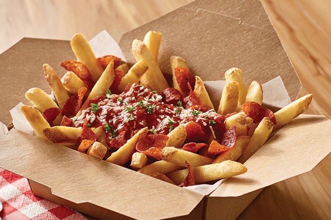 Pepperoni Pizza Fries Frites style pizza au pepperoni