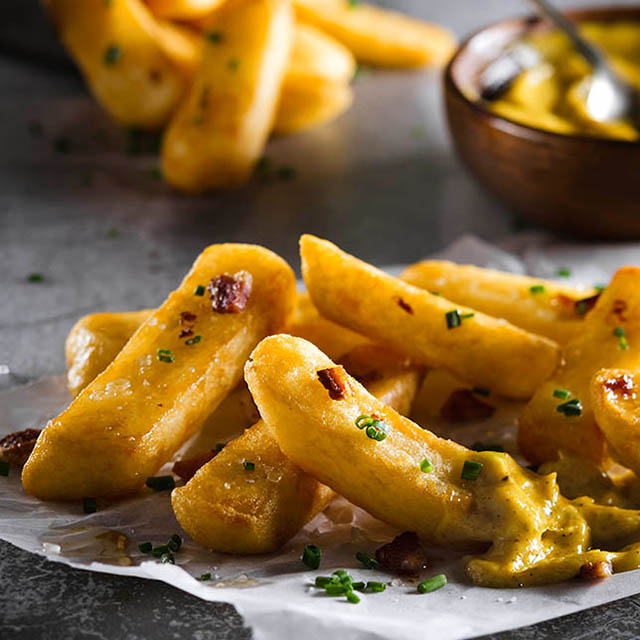 Frites style pub au gras de canard