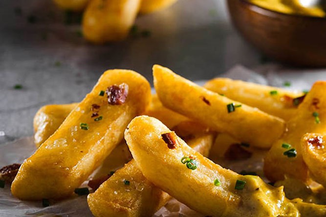 Frites style pub au gras de canard
