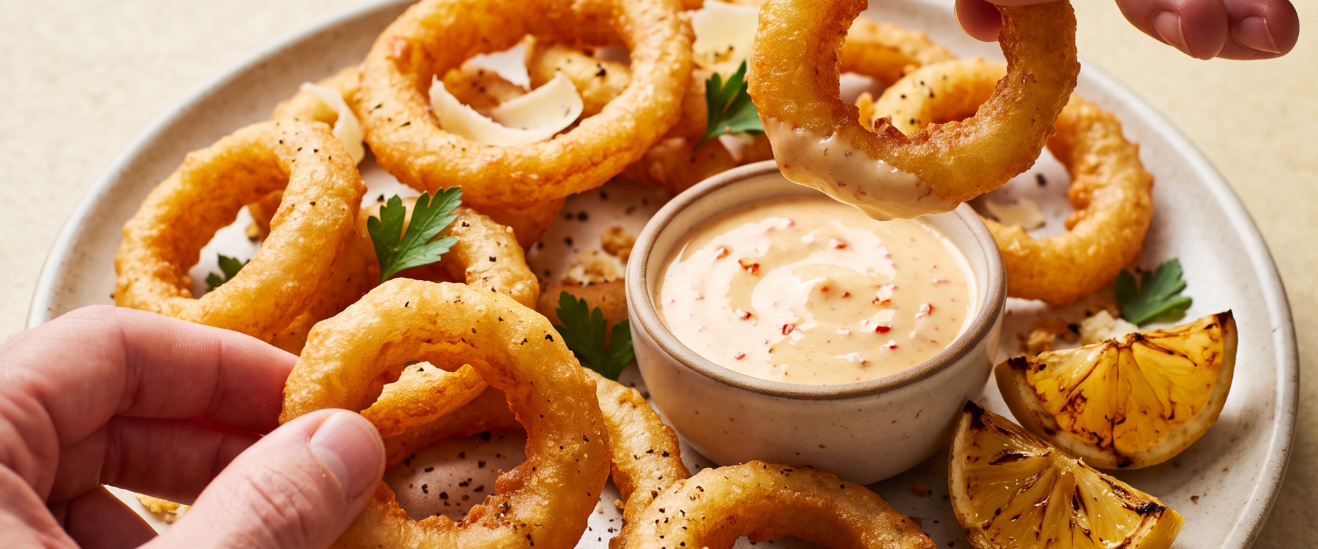 Calabrian Caesar Onion Rings