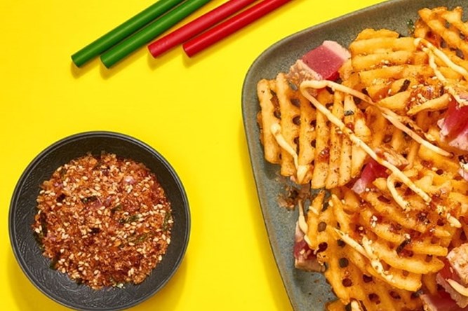 Danicing Ahi Waffles Gaufres dansantes au thon albacore