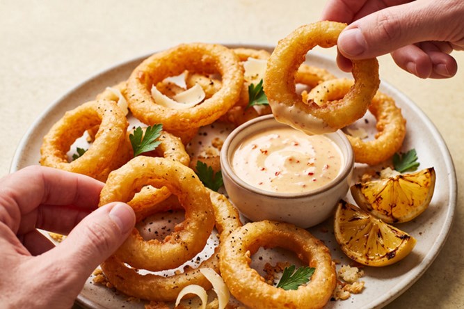 Calabrian Caesar Onion Rings
